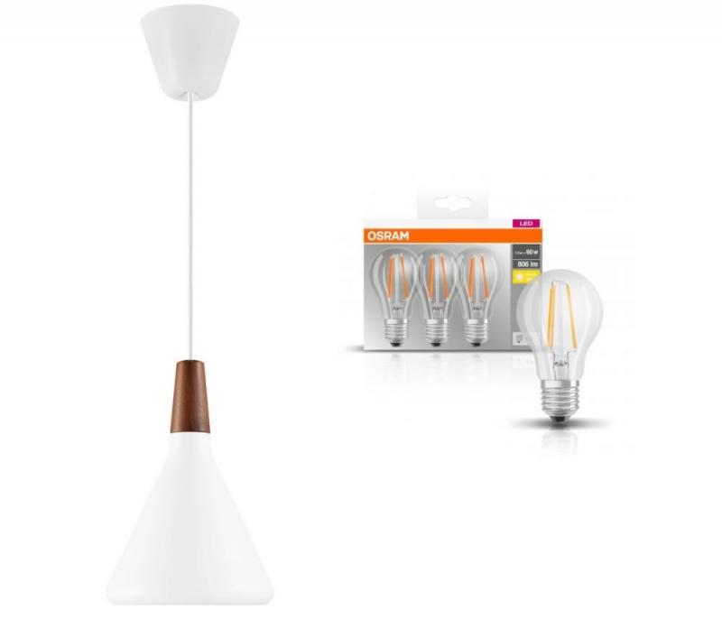 BUNDLE Design for the People Nori 18 Hängelampe Weiss inkl. 3er Pack Osram E27 LED Lampen